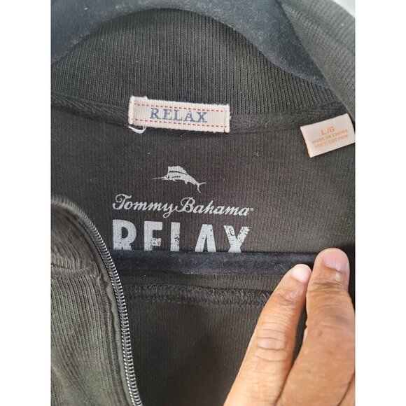 Tommy Bahama 1/4 Zip Relax Deluxe Black Pullover Sweatshirt L - Picture 10 of 12